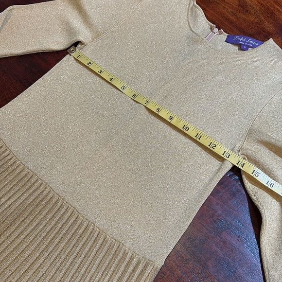 Ralph Lauren Collection Lurex Knit Pleated Midi Dress Metallic Gold Medium - Picture 13 of 15